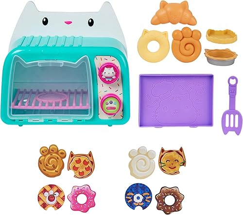 Miniatura 8 de Gabby's Dollhouse, Bakey con horno Cakey, juguete de cocina con luces y sonidos, accesorios de cocina de juguete y comida de juego, juguetes para