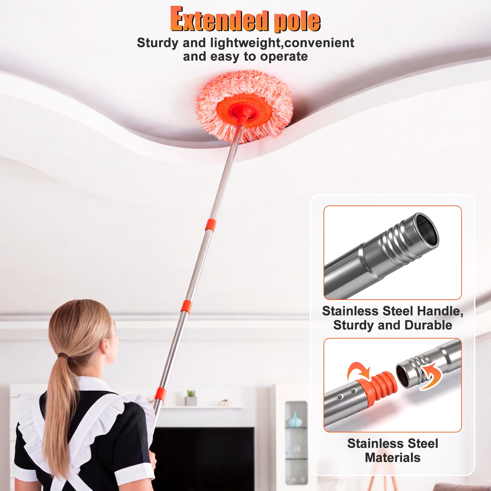 Trapeador de Limpieza Ajustable de 59 Pulgadas, mopas giratorias de 180° para Limpieza de Suelos con 4 Cabezales Reutilizables, mopa de Limpieza para Piso para Puerta de Piso, Ventana,