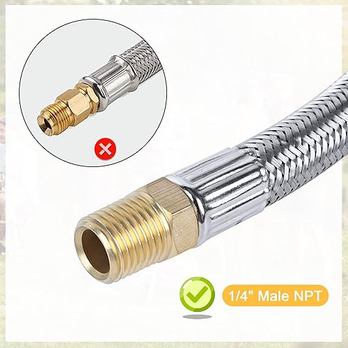 Miniatura 5 de Mangueras de propano RV de 15 pulgadas con calibre, manguera trenzada de acero inoxidable para tanque de cámper, línea de manguera de propano para