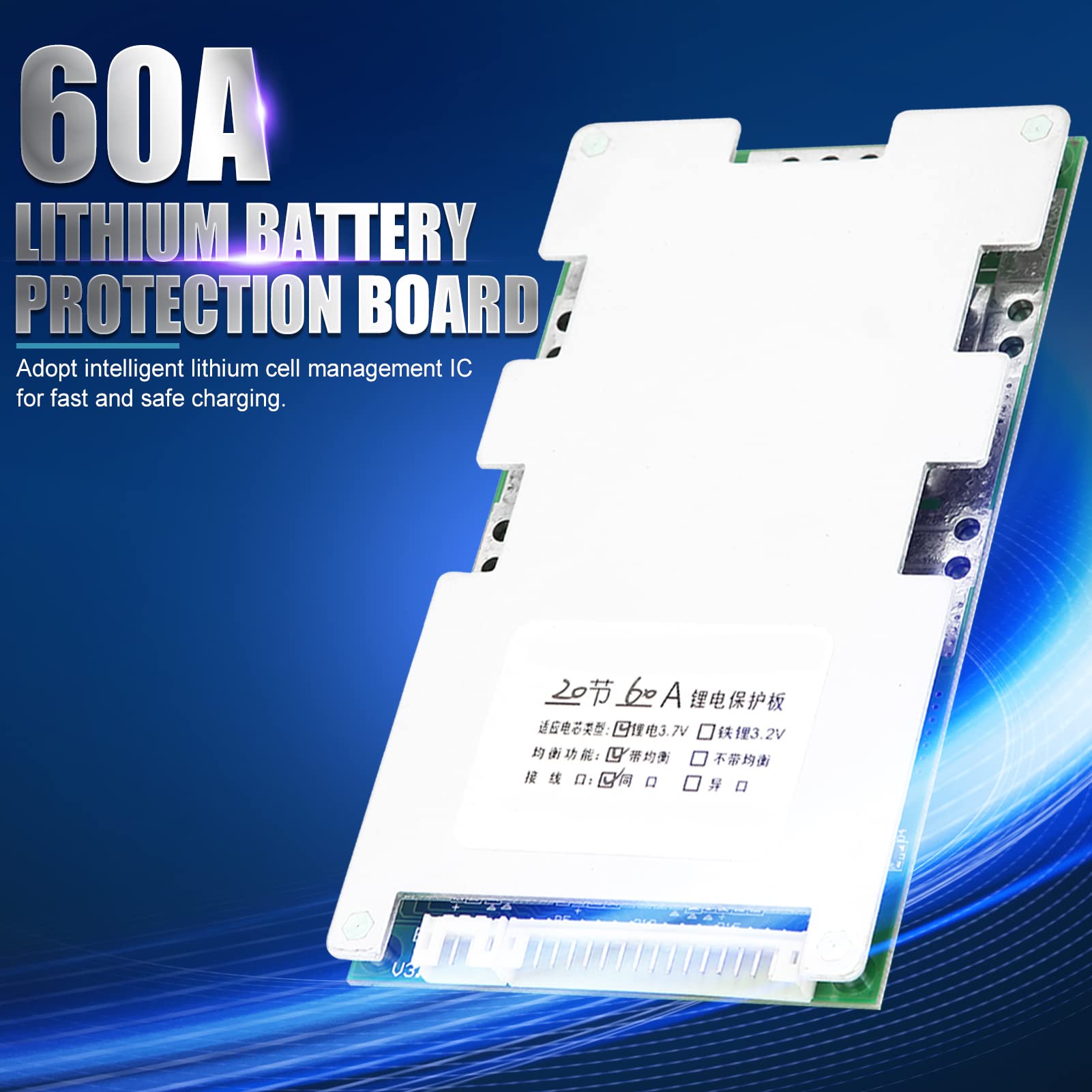 Ultima 72 v BMS Batteria al Litio Caricabatteria Board, 20 S 3.2 V 60 A Batteria al Litio Scheda di Protezione BMS PCB con Equilibrio Protezione di Ricarica Dual Funzioni