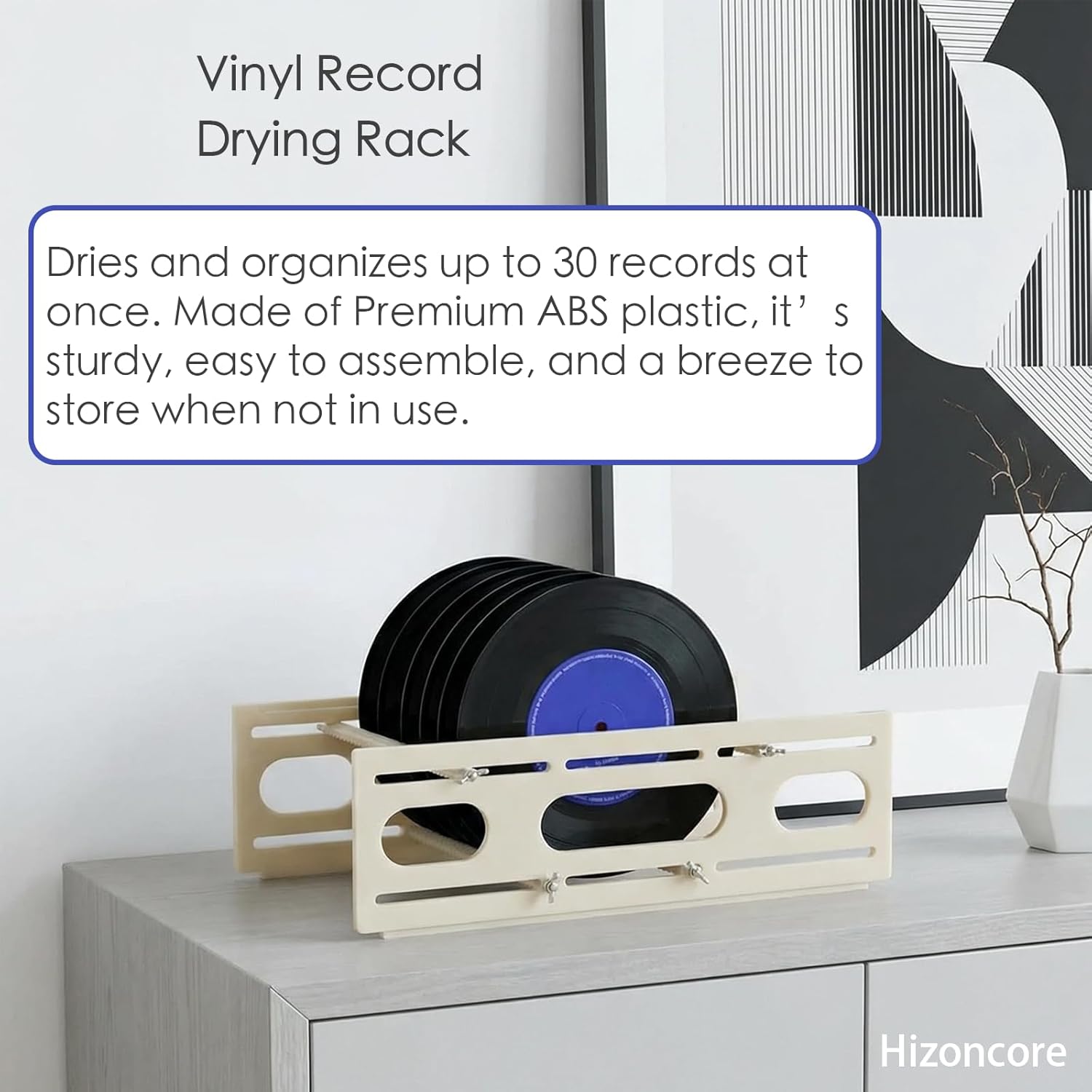Record Drying Rack ABS Plastic, Sawtooth Design Vinyl Record Storage Holder, Drying 30 Records at Once, Stable Structure for Record Collectors