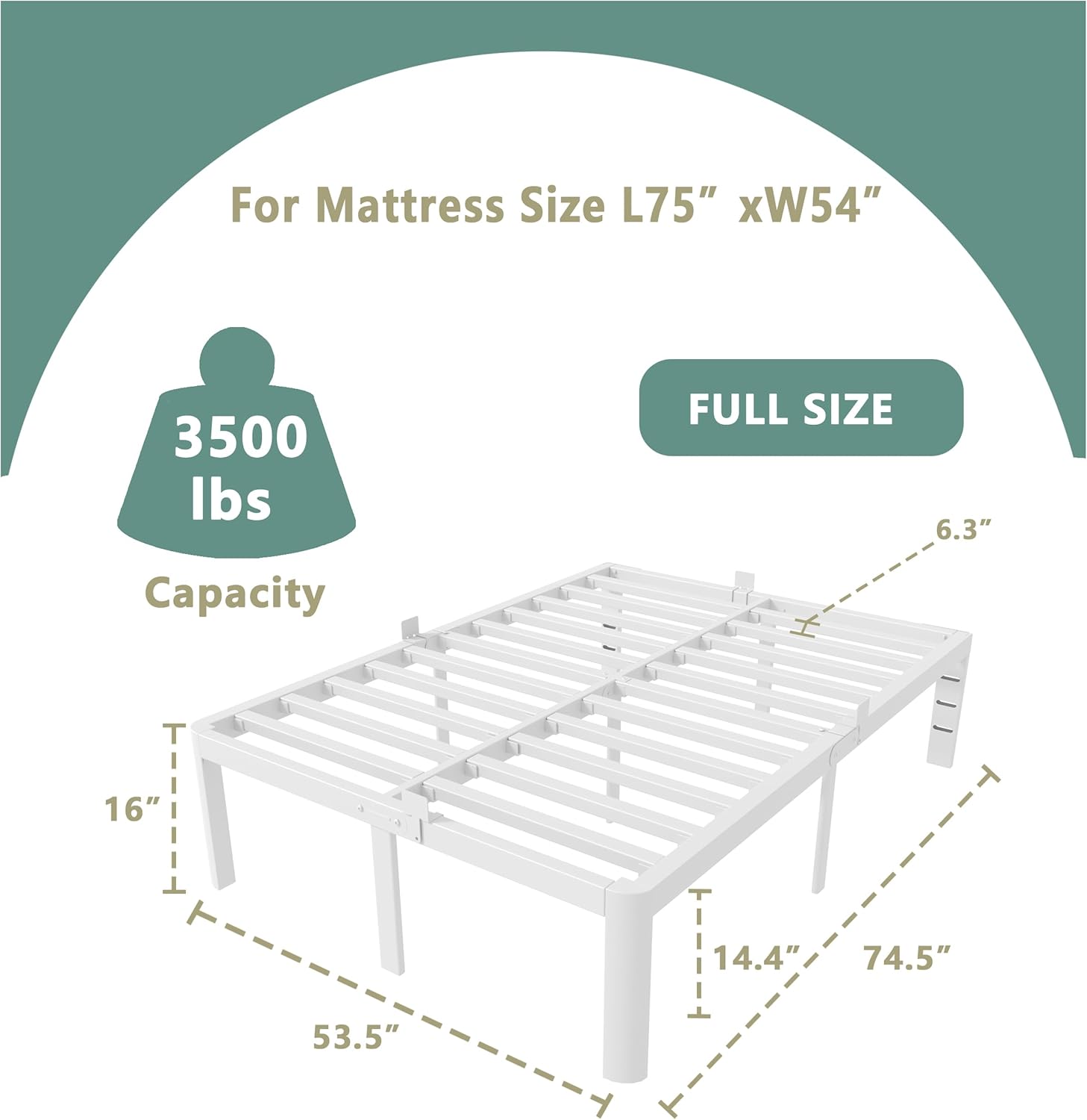 ITIMIDI 12 Inch White Twin Bed Frames, Metal Twin Size Platform Bed Frame with Round Corner Legs, Heavy Duty Steel Support 3500 LBS, Storage Space, No Box Spring Needed, Noise Free, Easy Assembly