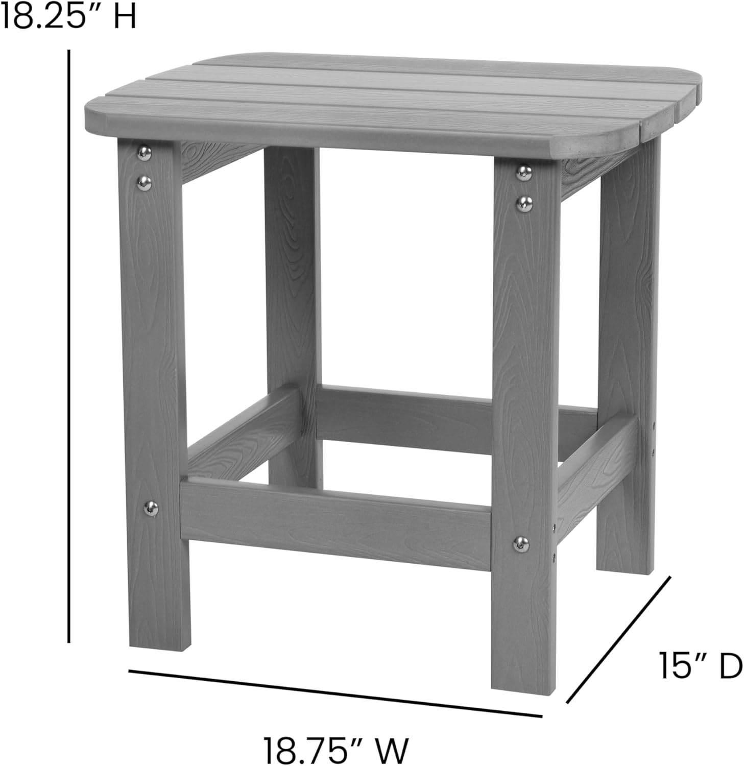 Taylor & Logan Charlestown All-Weather Poly Resin Wood Adirondack Side Table in Gray