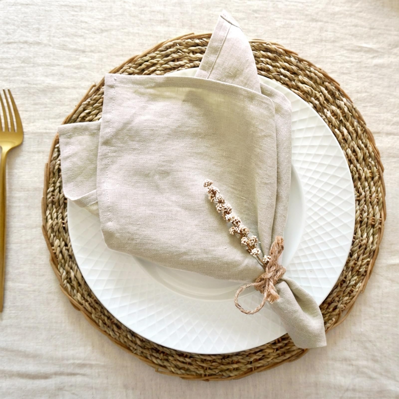 Tovaglioli da Tavola in Lino Cotone 40 x 40 cm 30 Pezzi | Assorbenti e ad Asciugatura Rapida, Lavabili, Pieghevoli per Posate, per Hotel Matrimoni Ristoranti