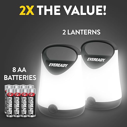Miniatura 5 de Eveready GPAL411 - Faroles LED compactos, 250 lúmenes, color negro, paquete de 2, linterna pequeña que funciona con 2 pilas AA o 4 AA
