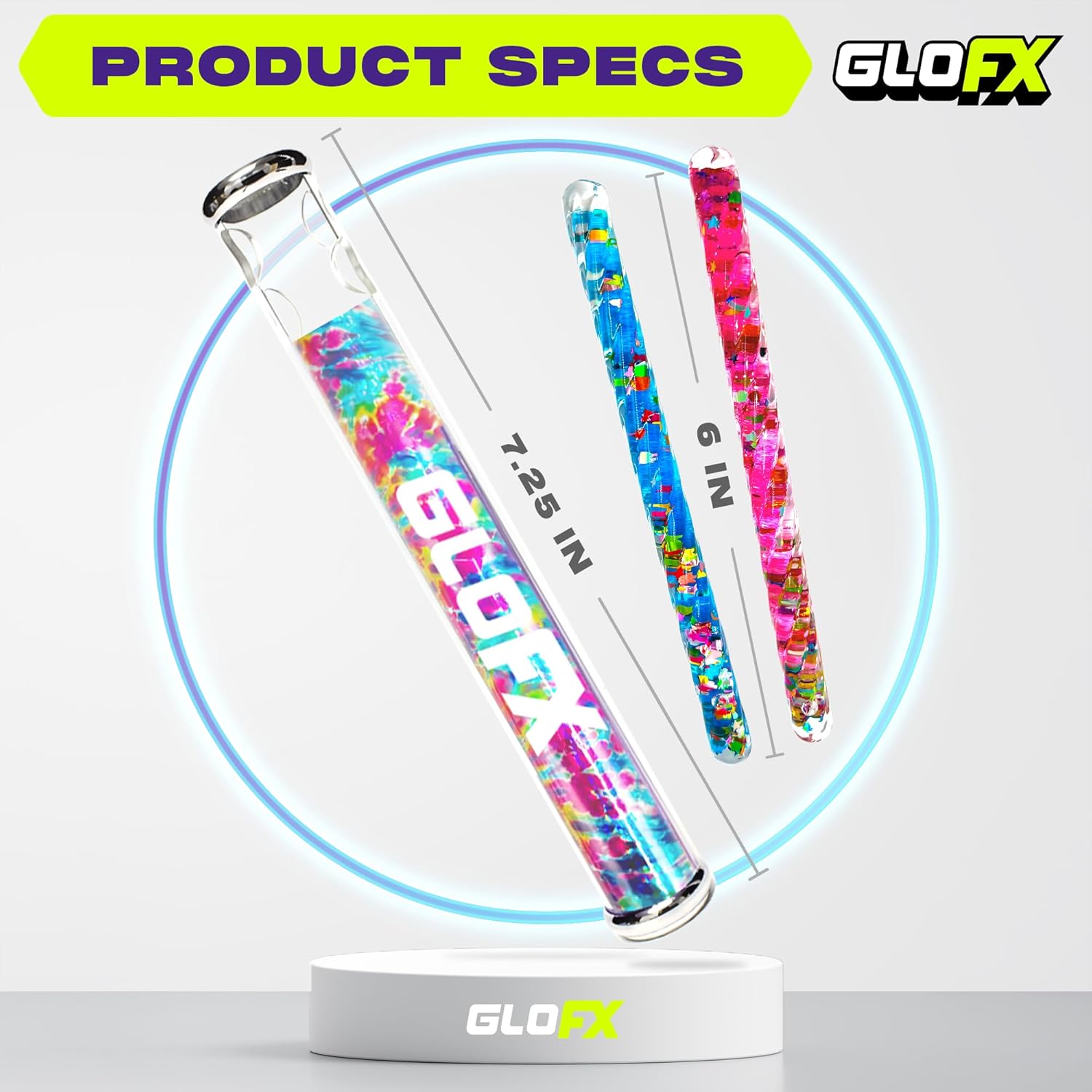 GloFX Rainbow Tie Dye Liquid X Kaleidoscope Tube Toy – Dual Glitter Wands (Pink & Blue) – Includes Kaleidoscope, Wands & Spacers – Ages 15+ Sensory Toy