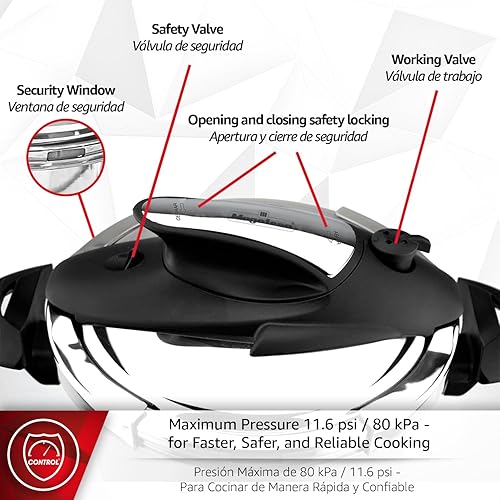 Miniatura 7 de Magefesa Nova - Juego de olla a presión para estufa, 4.2 cuartos de galón y 6.3 cuartos de galón, cocción rápida, fácil bloqueo, acero inoxidable