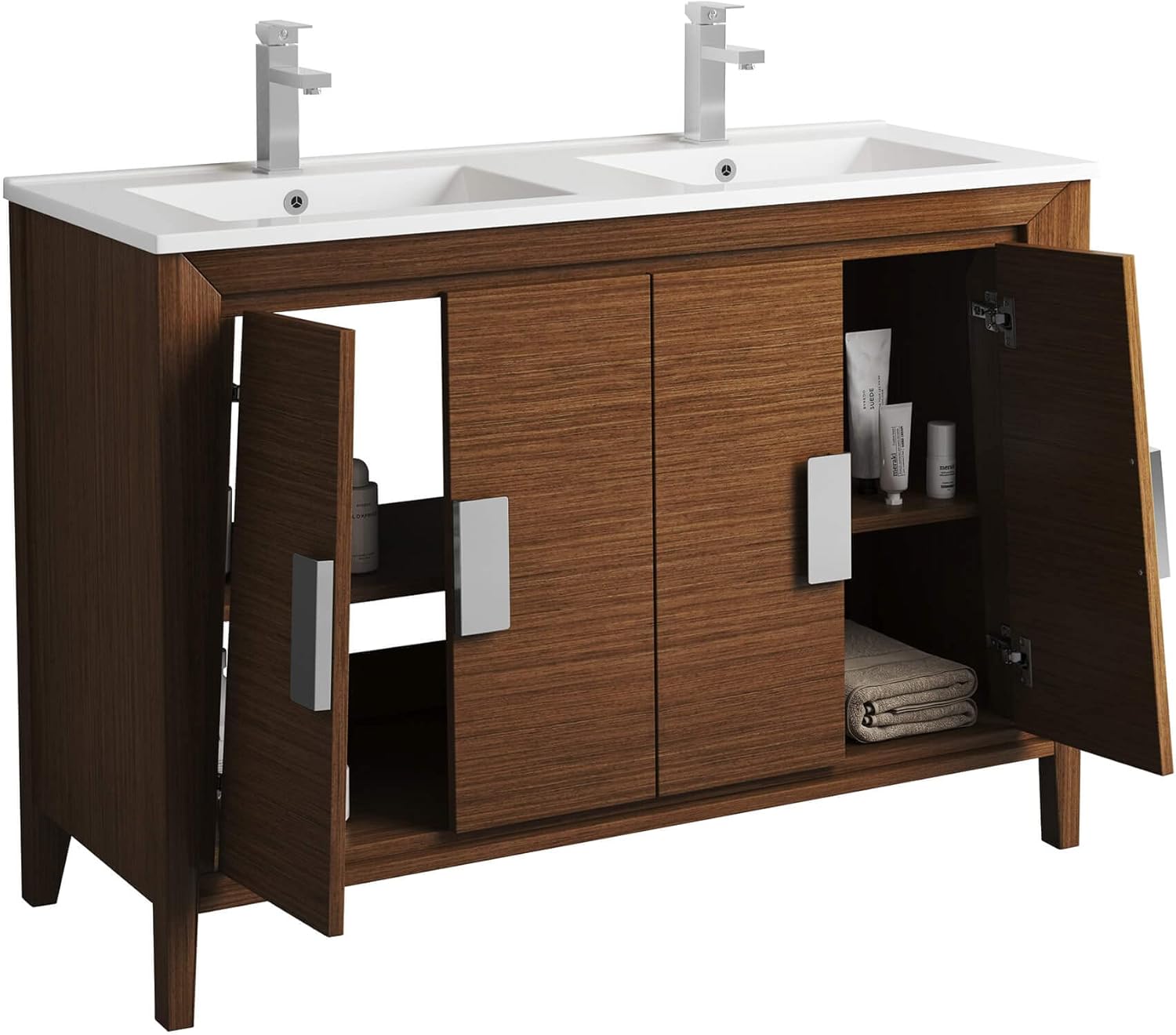 Fine Fixtures Imperial Collection 48" Double Bathroom Vanity Cabinet Set, Wheat