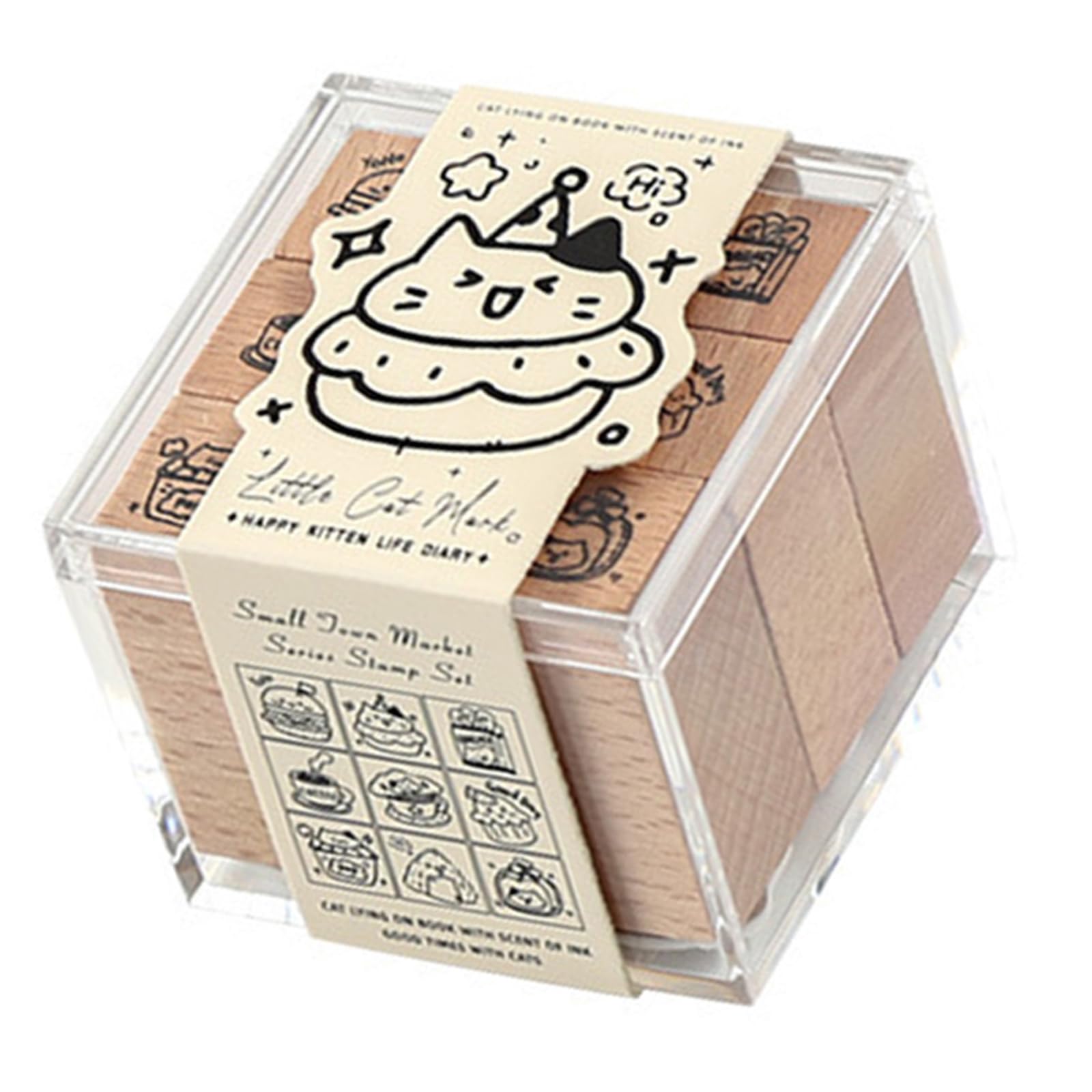 Cartoon Wood Rubber Stamp Decorative Lovely Cats Animal for Journals Greeting Cards Scrapbooking Cartoon Decorative