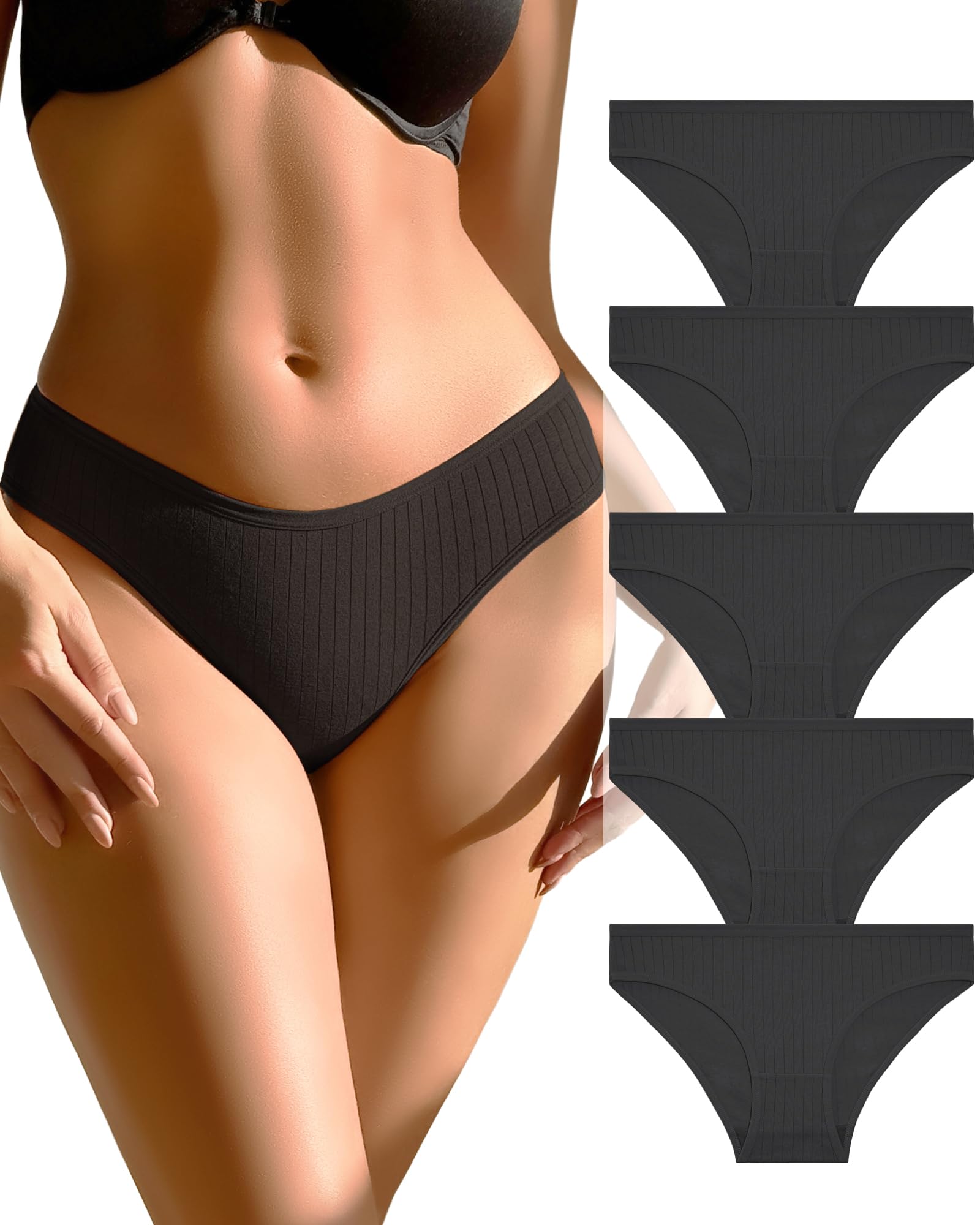 ALL OF SHE Unterhosen Damen Baumwoll Unterwäsche Sport Panties für Frauen Basic Slip 5er Pack XS-2XL