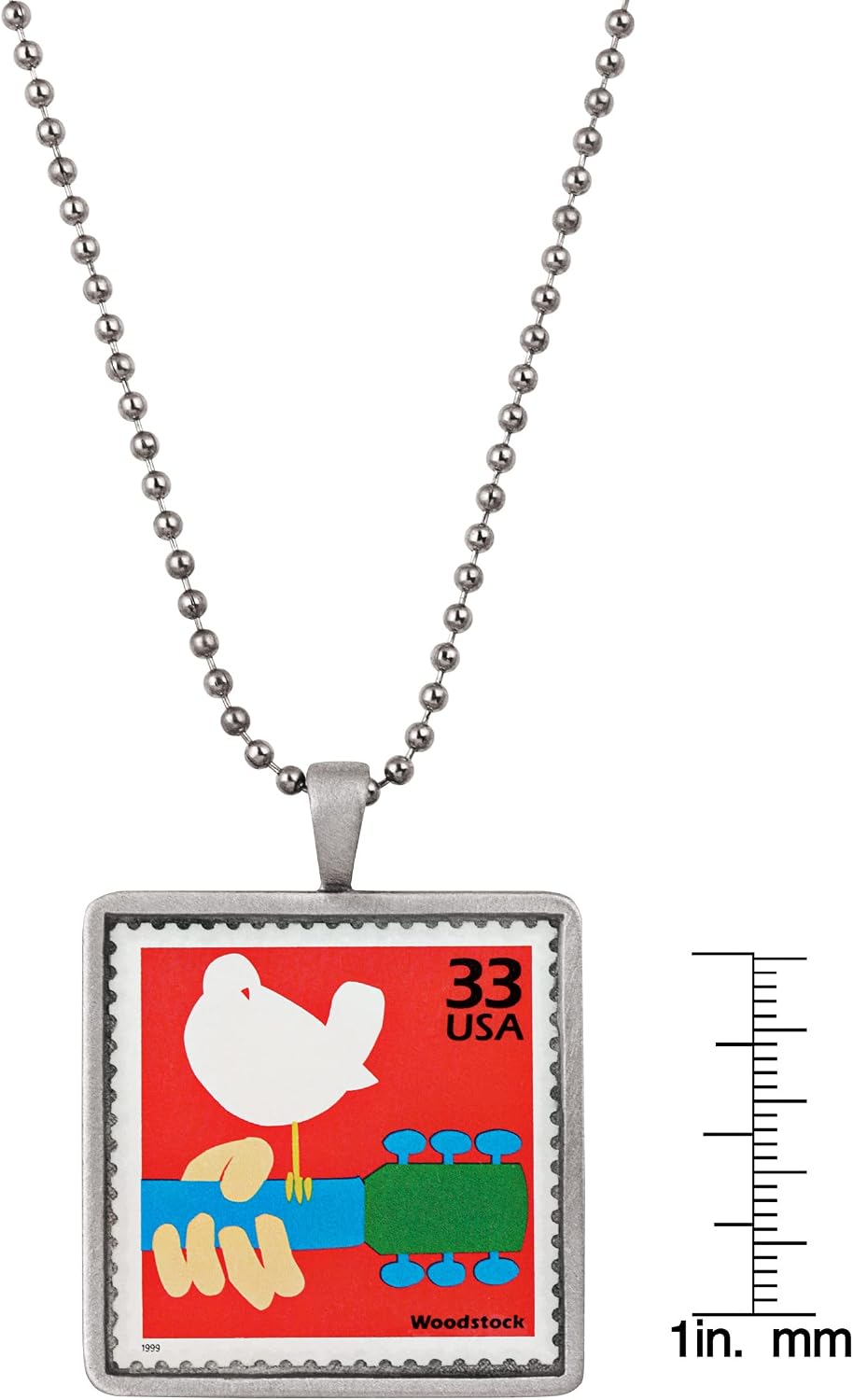 American Coin Treasures United States Postage Woodstock Celebration Stamp Ball Chain Pendant Necklace