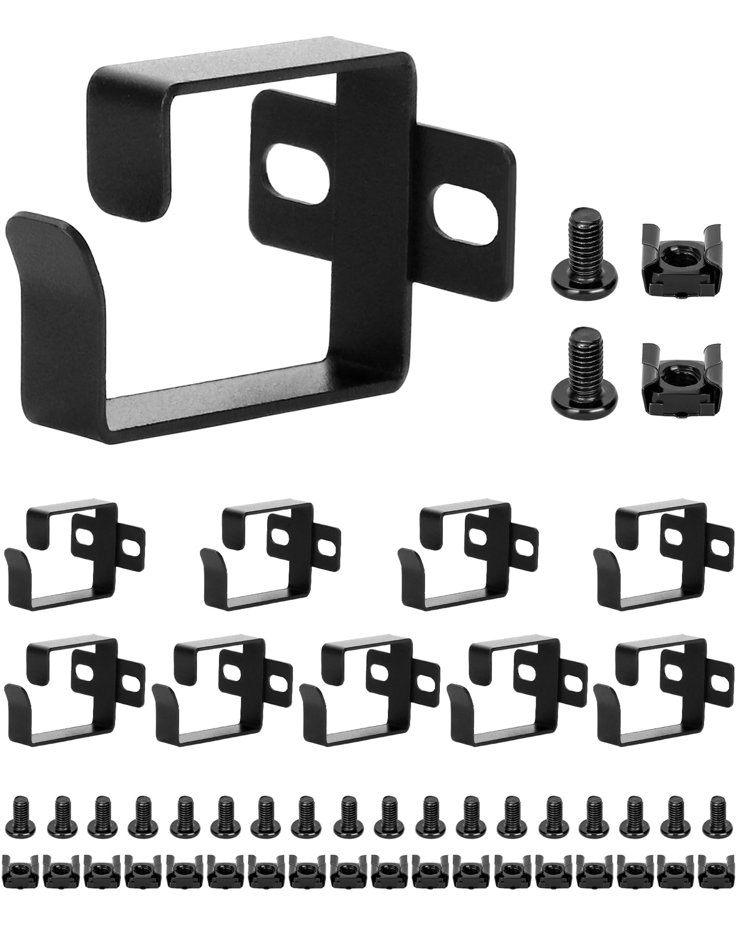 QWORK - 10 Supports de Gestion des Câbles avec Vis pour Armoire Réseau 19 pouces