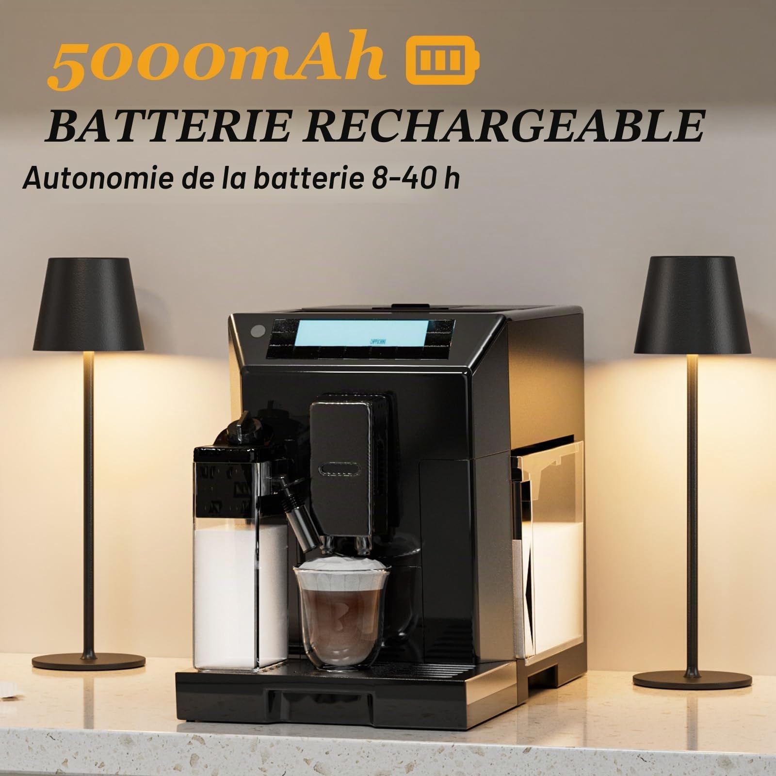 2 Pièces Lampe de Table LED Sans Fil, 3 Température de Couleur, Intensité Variable, Lampe de Chevet Tactile Rechargeable pour Chambre Salon Camping Jardin Café Extérieur(Noir)