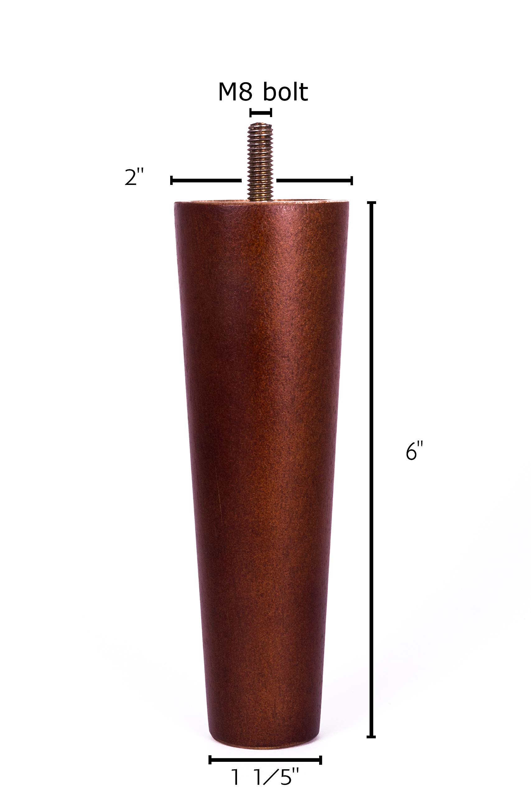 6 Inch Wood Furniture Legs, Set of 4. Great Round Tapered Sofa Legs