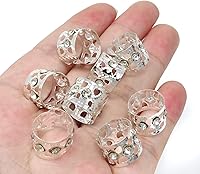Vista 5 de Honbay 20 piezas de anillos de pelo de diamantes de imitación plateados para rastas trenzadas para el cabello, joyería para el cabello trenzado