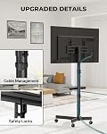 BONTEC Support mobile pour TV avec fonction d'inclinaison, chariot TV roulant pour LED, LCD, OLED de 23 à 60", support jusqu'à 88lbs, VESA max 400x400mm, étagère média ajustable, support TV pour salon, chambre, bureau