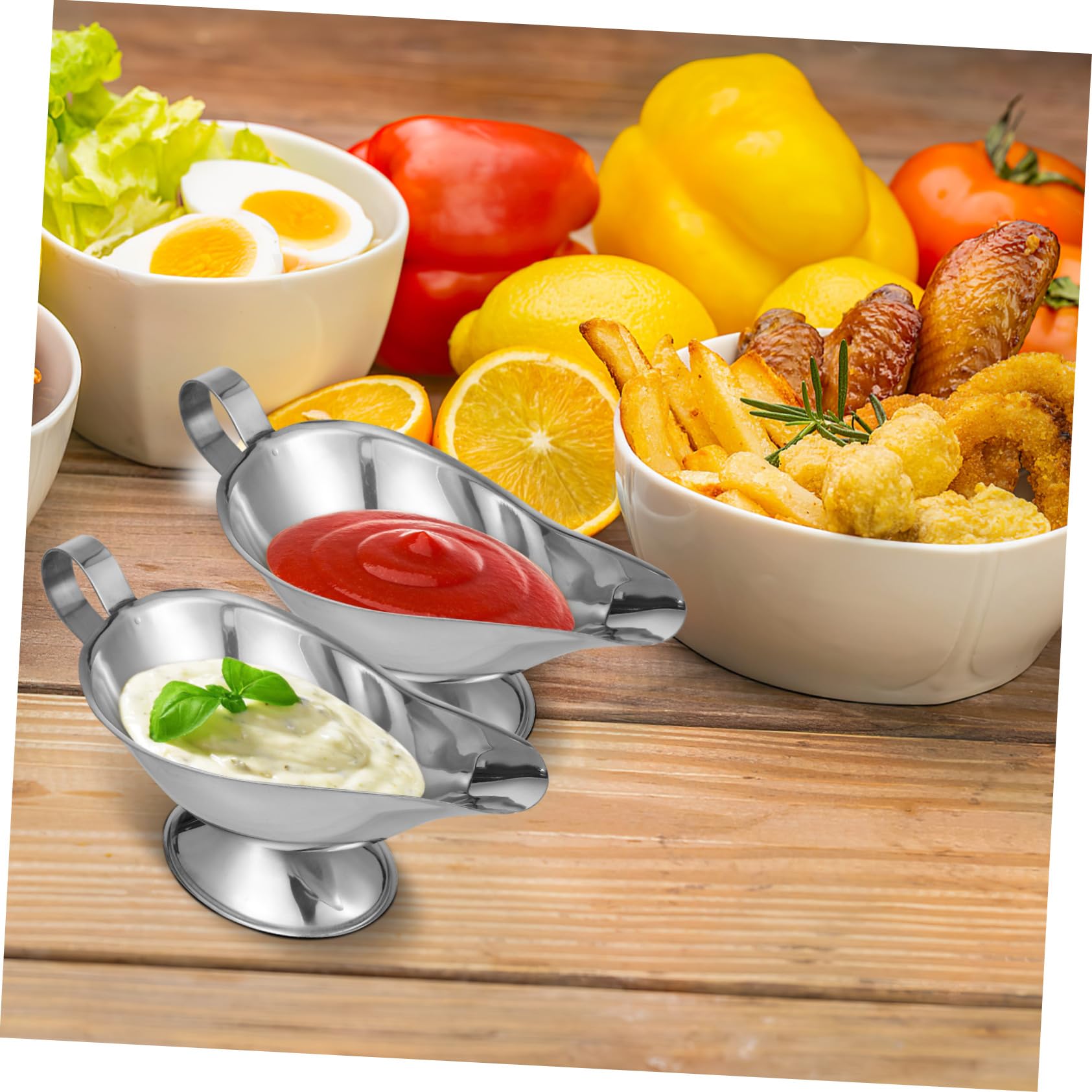 PLAFOPE 2 Piezas De Acero Inoxidable Bote De Jugo Dispensador De Salsa Tarro De Condimento Mini Jarra Para Servir Platos Salsera Bote De Salsa Cuencos De Condimentos Recipiente