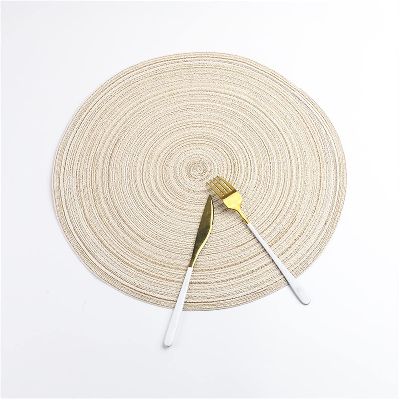 Set de table coton rond tissé main x12 | Lot de napperons d'isolation thermique L