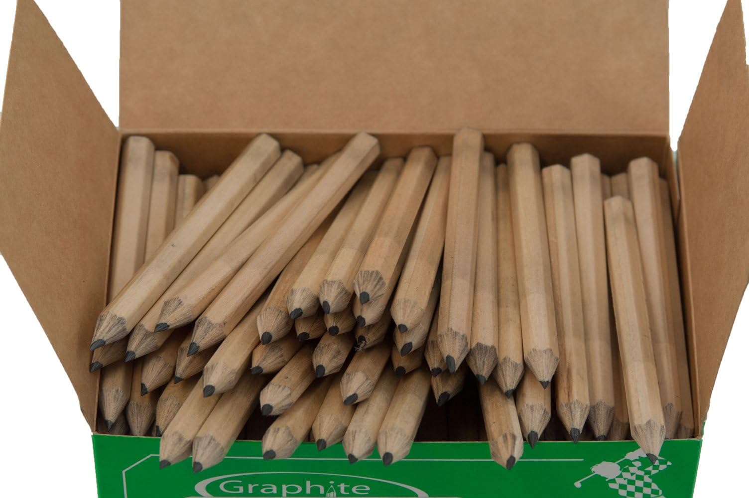 Half Pencils Sharpened Hex (No Eraser) (Golf Pencils, Pew Pencil, Score Pencil, Short Pencil) (Natural Wood) (Bulk Box of 288)