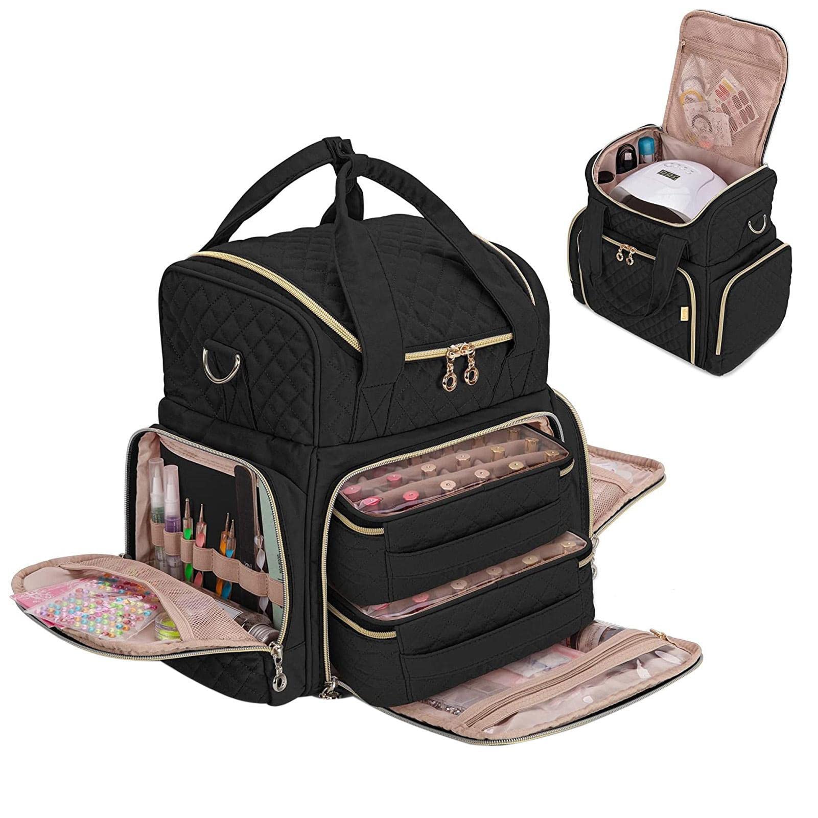 Estuche Organizador de Esmalte de uñas - Estuche Organizador de uñas para Viajes - Capacidad para 48 Botellas de Esmalte de uñas (0.5 FL.oz), Bolsa de Soporte de Esmalte de uñas, Bolsa