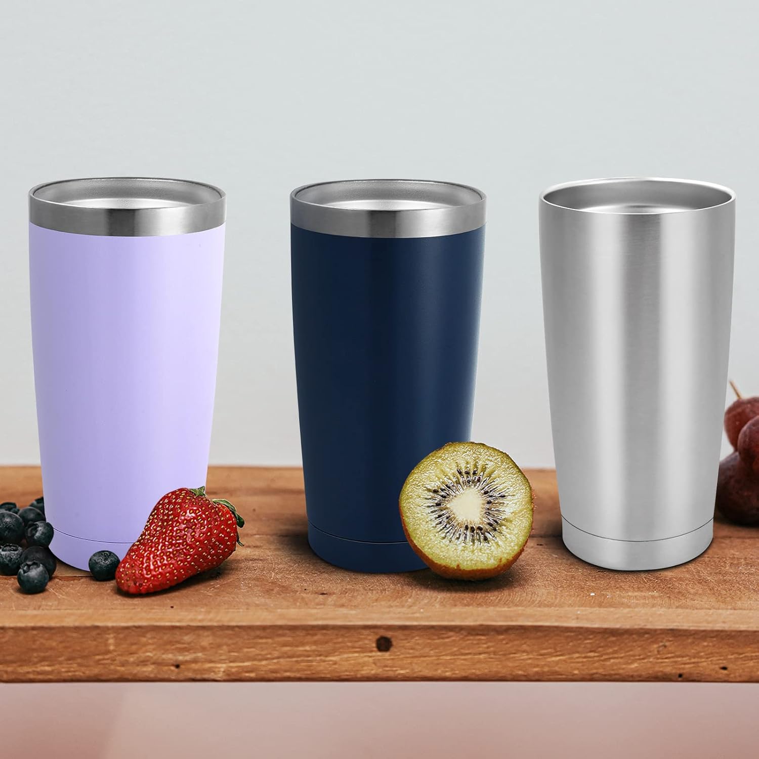 Futtumy 20oz Stainless Steel Travel Tumbler with Lid and Straw, Insulated Coffee Tumbler, Double Wall Thermal Cup, Powder Coated for Hot & Cold Drinks (Navy Blue) - Image 3