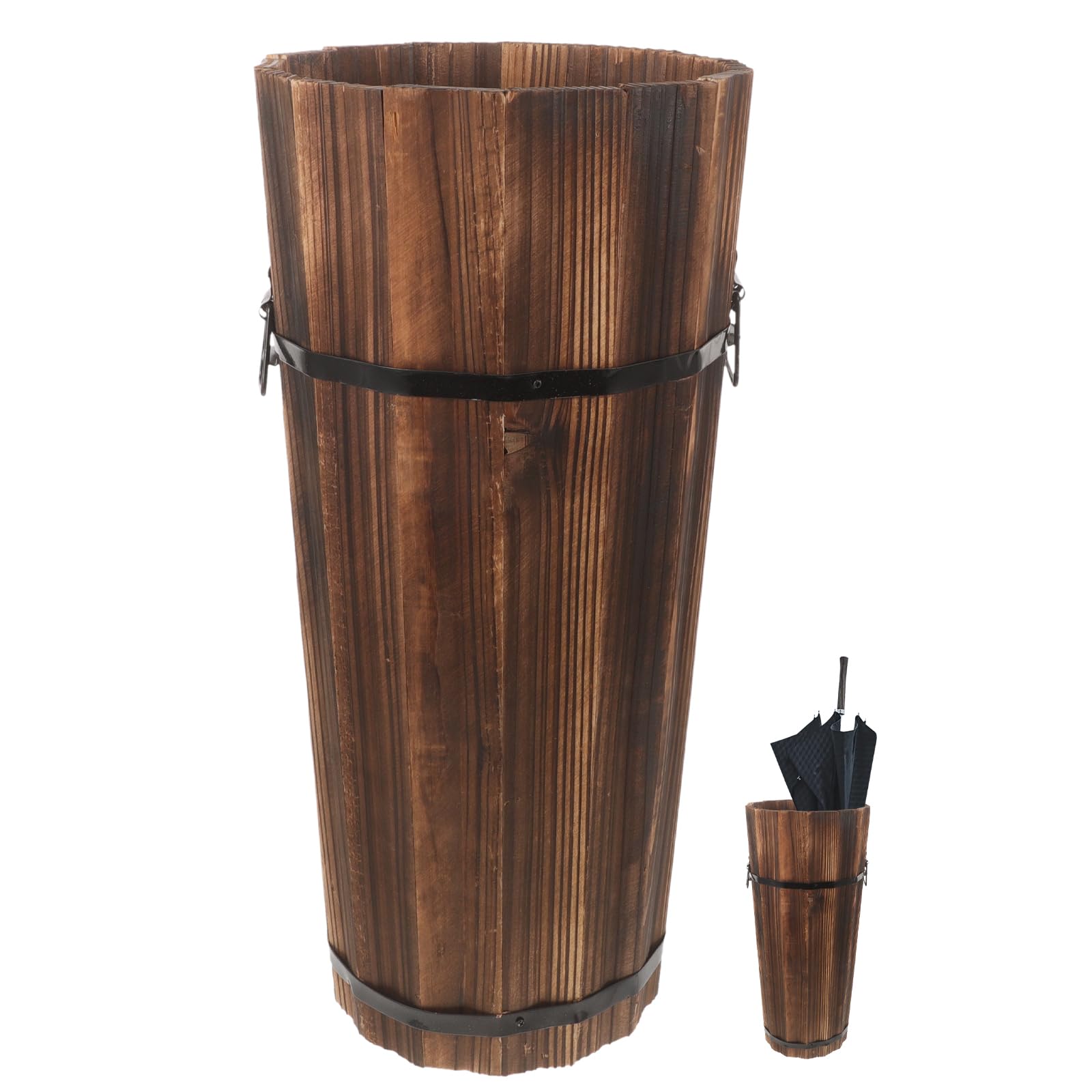 Garneck Wooden Umbrella Holder Vintage Farmhouse Umbrella Stand Rustic Umbrella Bucket Umbrella Rack for Canes Walking Sticks Home Entryway Office