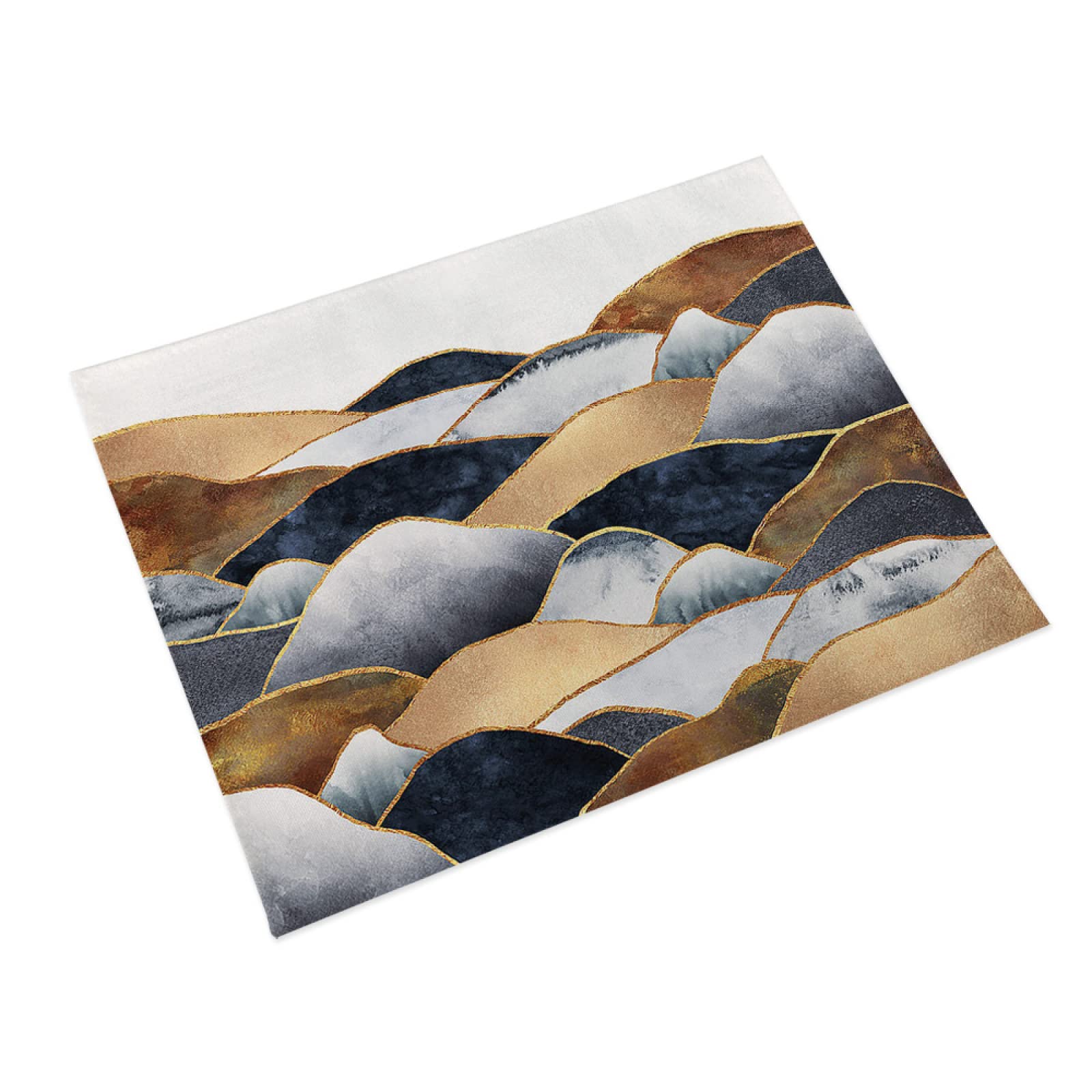 Manteles Individuales Montaña Dorada De Plata Mantel Individual Algodón y Lino Lavable Salvamanteles Individuales Resistente al Calor Bajoplatos Individuales Mesa Tapetes para Mesa 30x45cm 6 Pcs