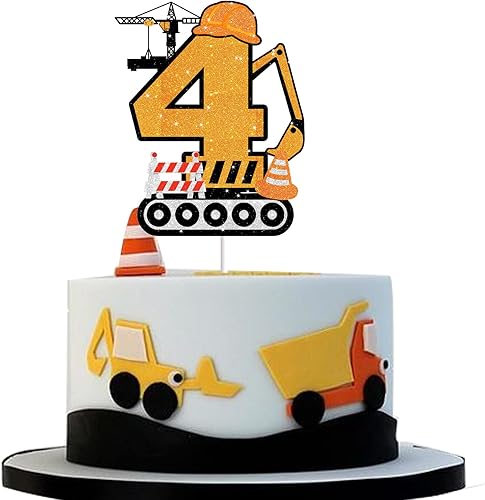 Miniatura 10 de Decoración de pastel de construcción para niños y niñas, baby shower, 2 cumpleaños, suministros de fiesta temática de construcción, camión, tractor,
