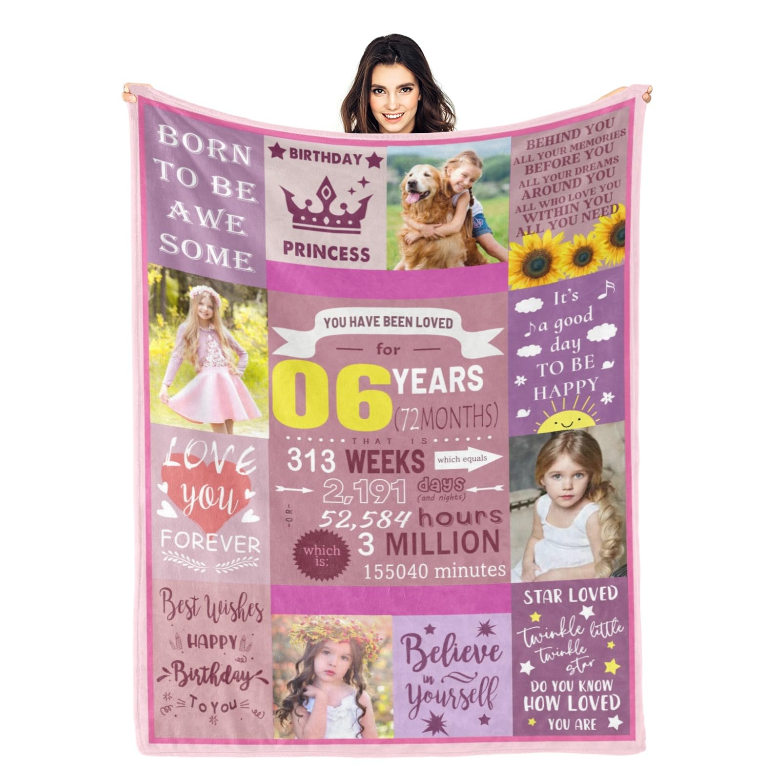 Kendt Personalised 6th Birthday Gifts for Girl Daugther Granddaughter,Custom 6th Birthday Blanket with Photos,6 Year Old Girl Birthday Gifts Birthday Presents,6th Birthday Decorations
