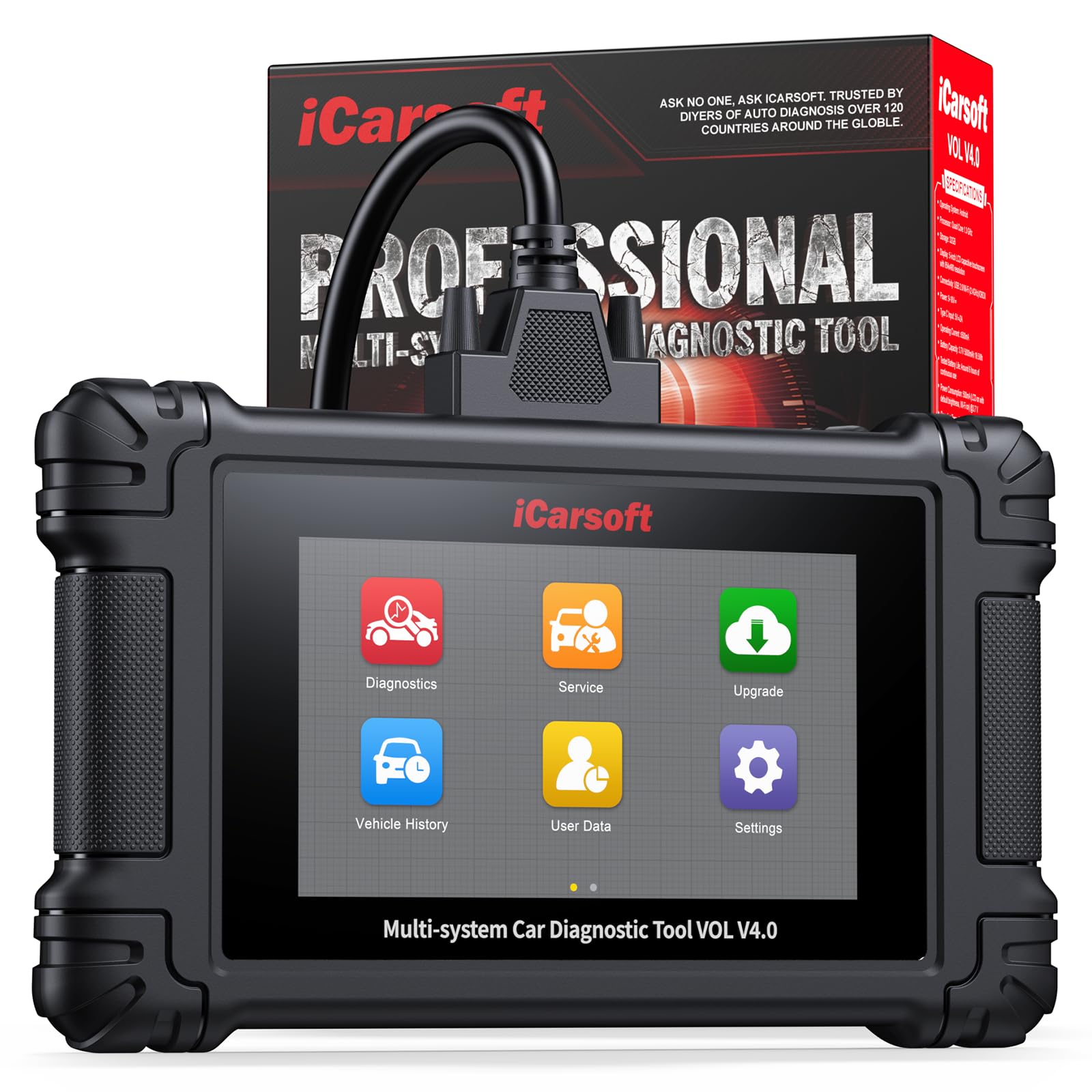 iCarsoft VOL V4.0 Scanner OBD2 Auto Diagnostica Bidirezionale per Volvo/SAAB+ 2 Marche di auto, Sistema Completo, Fino a 29 Servizi di Ripristino per Volvo/SAAB, Auto VIN, Aggiornamenti a Vita