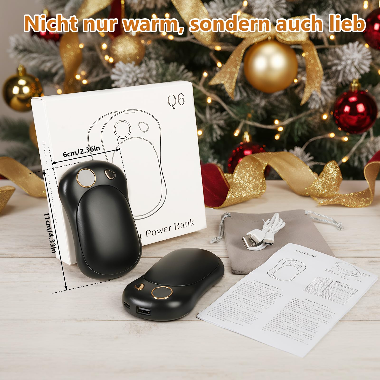 OKYUK Handwärmer 2 Pack, Magnetisches Handwärmer Elektrisch Wiederaufladbar mit 5000 mAh Akkukapazität und 3 Stufen, Kann als Powerbank verwendet Werden, Perfektes für Camping und Geschenke
