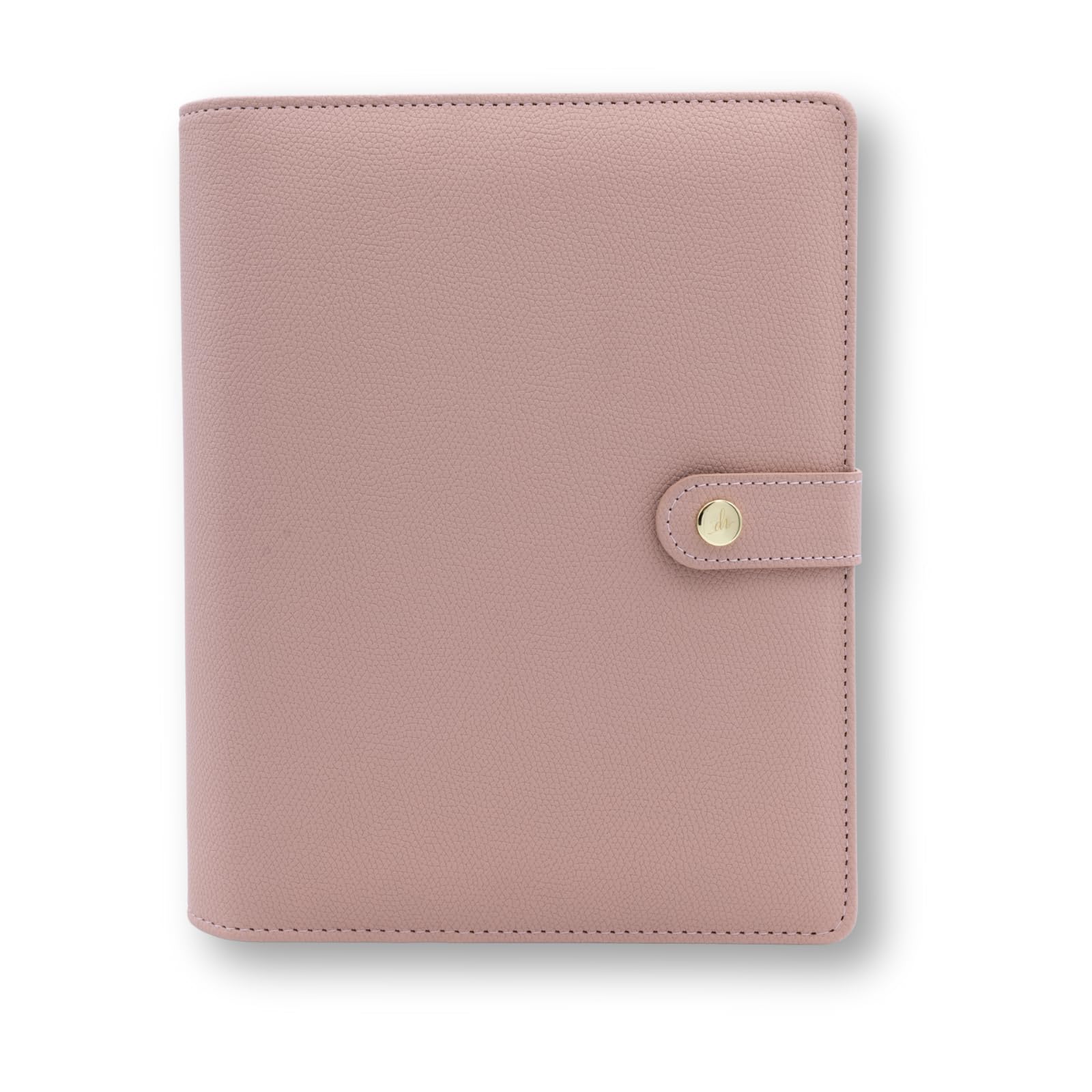 B-WARE A5 Binder mit goldenen Ringen - 6-Ring-Mechanik (30 mm) - aus PU-Leder - Geschenk für Frauen (Altrosa)