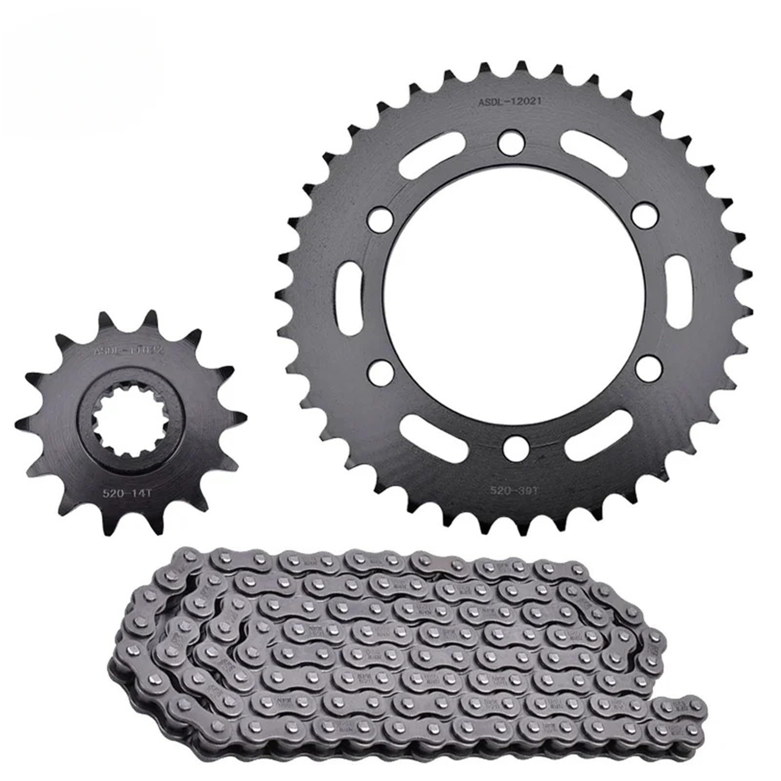 łańcuch Napędowy łańcuch rolkowy 520 14T 39T 43T Łańcuch motocyklowy Przedni Tylny Zębatka Pasuje Do Kawasaki Ninja 400 300 250 R Z250 SL Z400 Z300 Z250 EX250(14T 39T 520-120L)