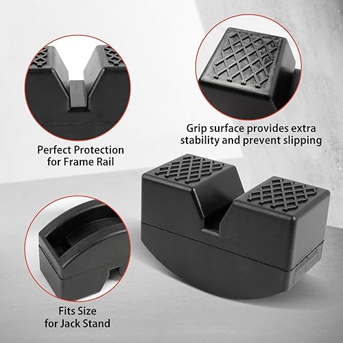 Miniatura 3 de Donext Adaptador de almohadilla para soportes de gato de 3 toneladas de goma protector de riel Jack Pad Adaptador, paquete de 2