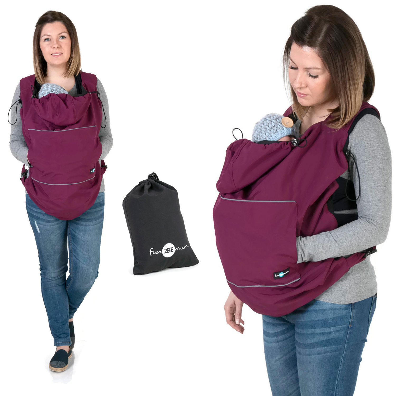 Fun2bemum Écharpe de portage en tissu softshell pour bébé (prune)