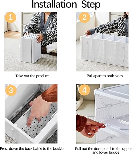 Miniatura 7 de Organizador de zapatos plegable, sin caja de montaje, almacenamiento de zapatos cubierto con puertas, caja de zapatos de pie para ahorrar espacio,