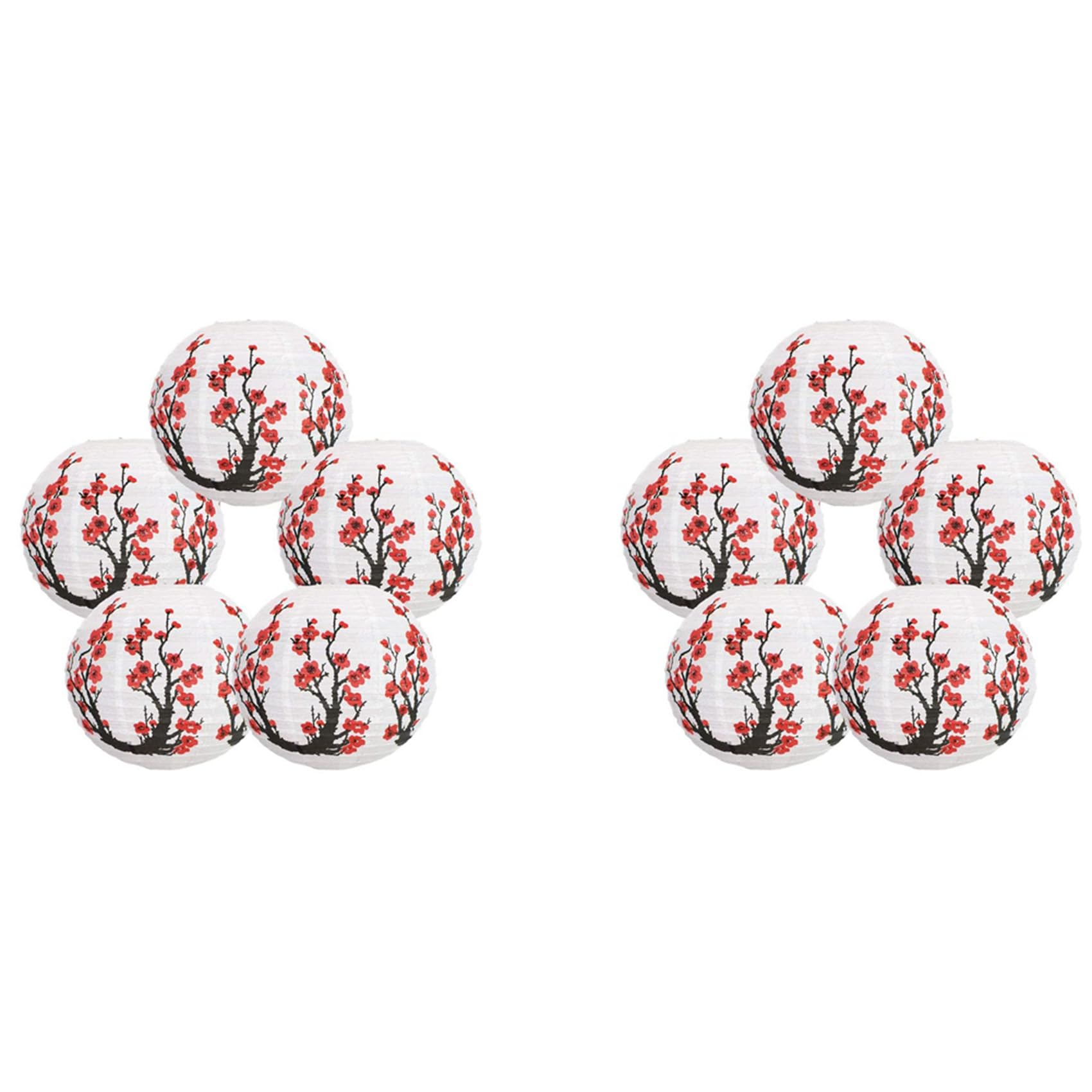 Hndhbfgrt 12-Inch Japanese/Chinese Paper Lanterns (Set of 10, Red)