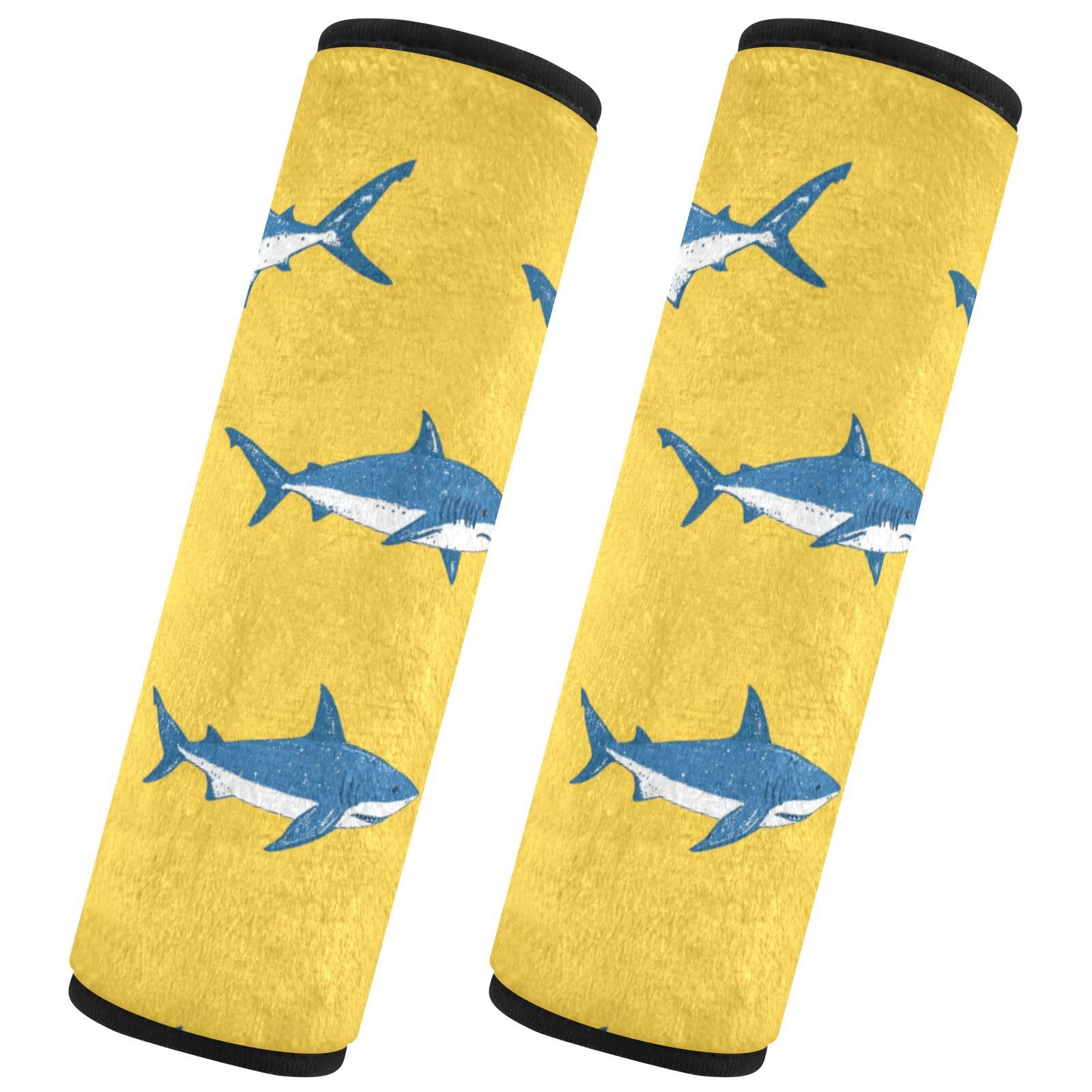 Seat Belt Covers 2 Pack Sharks Swimming Car Seat Strap Covers Super Soft Green Car Seat Neck Cover for Boys Girls Adults Babies S