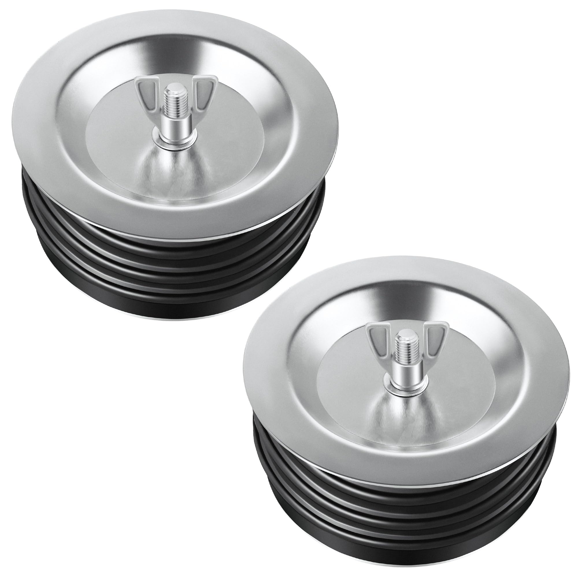 Dreyoo 2 Pcs 5 Inch End of Pipe Gripper Mechanical Plug, Steel Drain Pipe Cover with Galvanized Screw and Wing Nut for Outdoor Sewer Cleanout Drain