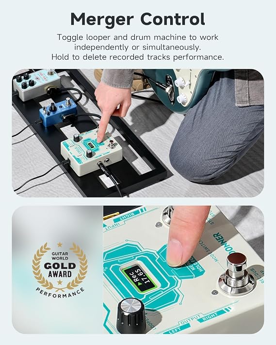 Donner Circle Looper Pedal - Drum Machine with Digital Delay Reverb Pedal