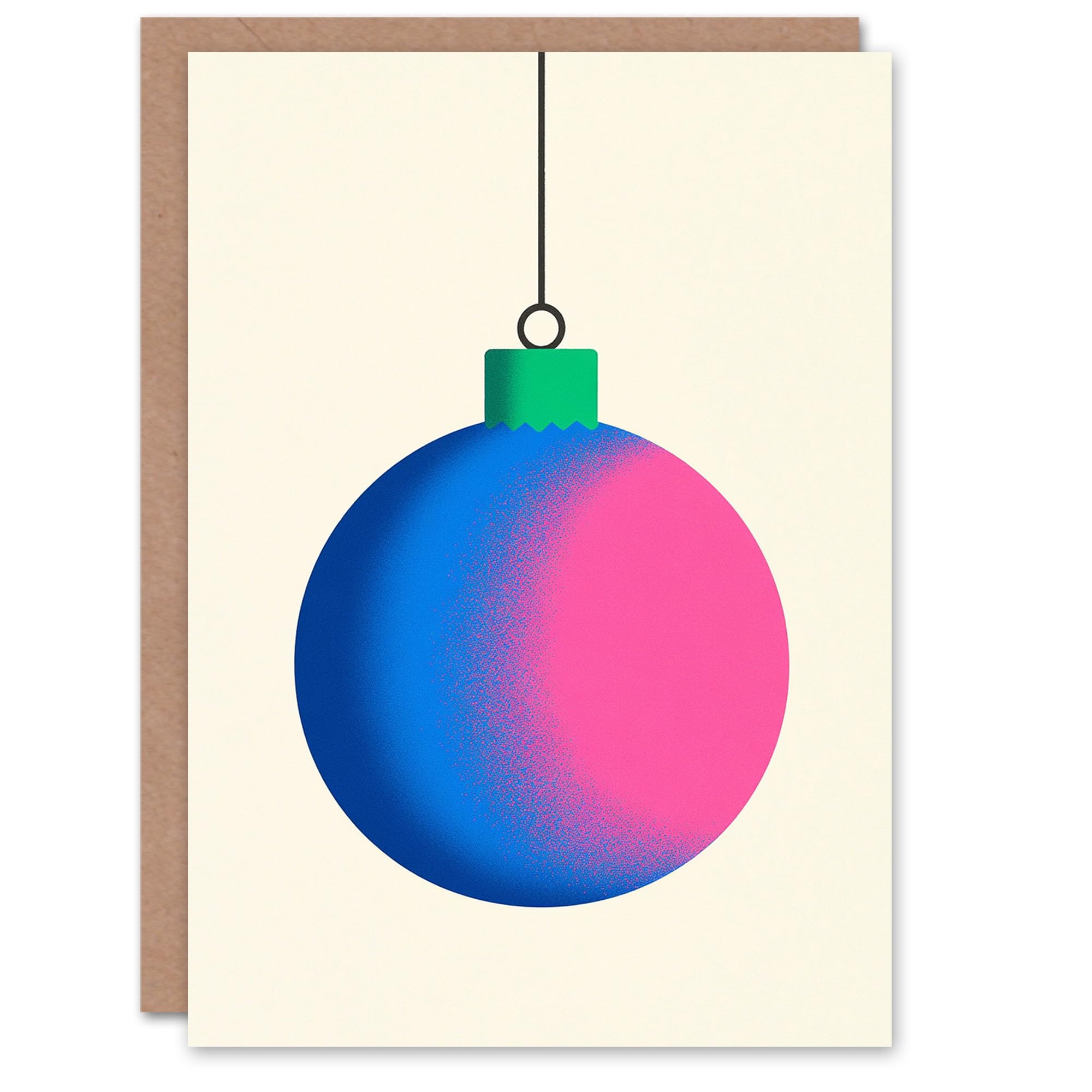Wee Blue Coo Single Blue Pink Bauble Bright Modern Fun Xmas Art Blank For All Christmas Card