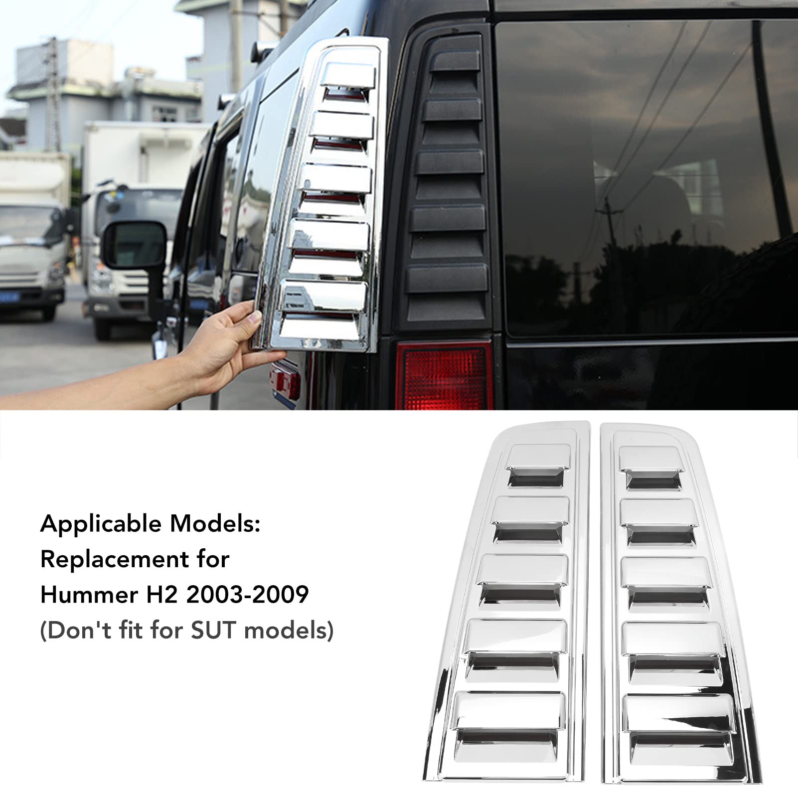 Cornice Decorativa per Fanale Posteriore per Auto, 2 Pezzi, Sostituzione Lucida Antiruggine per H2 2003‑2009, Migliora L'aspetto e Protegge Dai Graffi