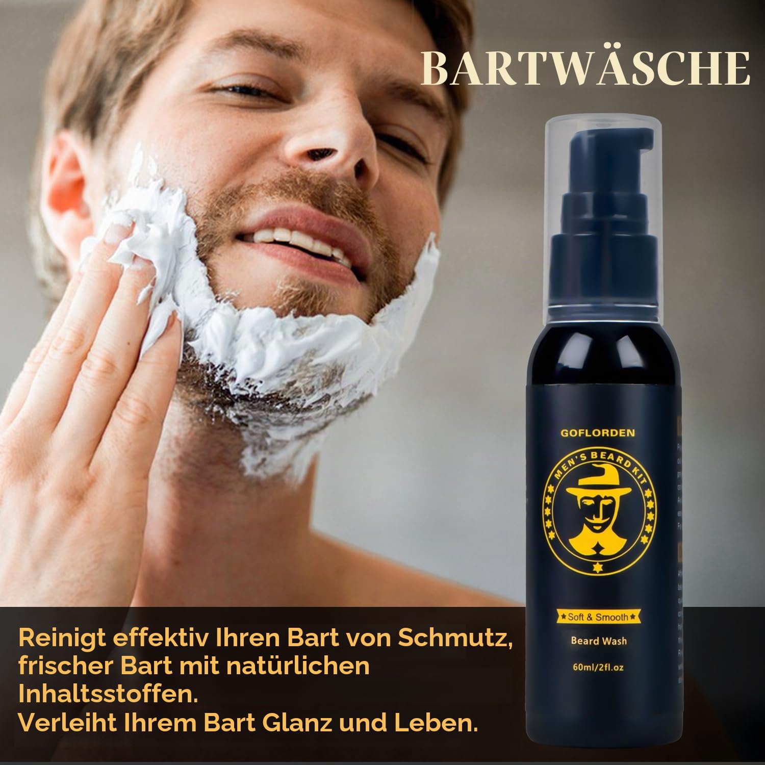 Bartset, Bartpflegeset für Männer, Bartwuchsset mit Bartroller, 2er-Pack Bartwuchsöl, Bartshampoo, Bartspülung, Bartbürste, Bartbalsam, Bartkamm, Schere, Geschenke für Ihn