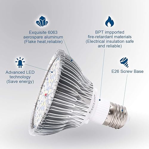 Miniatura 4 de EAGLOD - Bombilla de crecimiento de 50 W para plantas de interior PRA30 E26 LED para cultivo de plantas lámpara de crecimiento completo cuello de