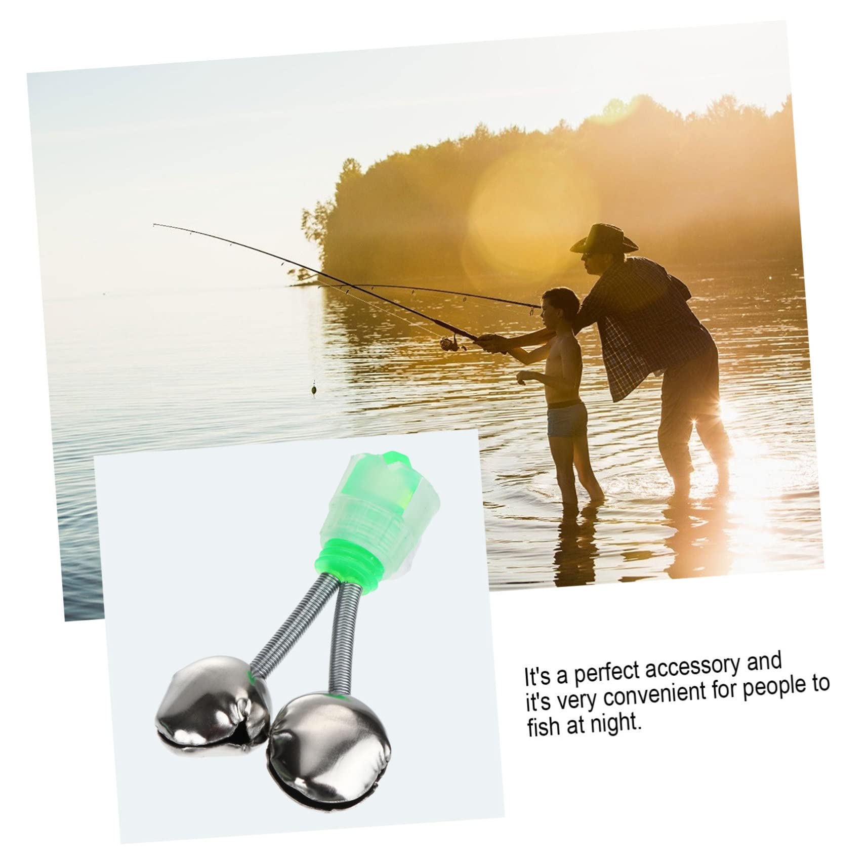 Abaodam 12pcs Fishing Alert Bells Dual Bells for Fishing Rods Plastic Clip-on for