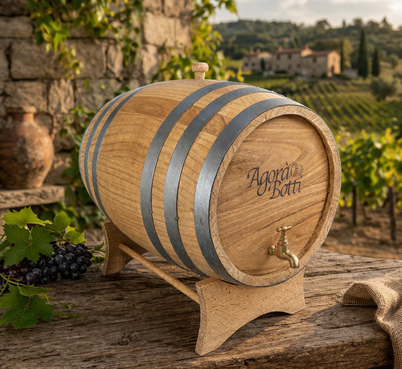 Botte di Castagno da 20 Litri con Rubinetto di Ottone - Nuova Produzione