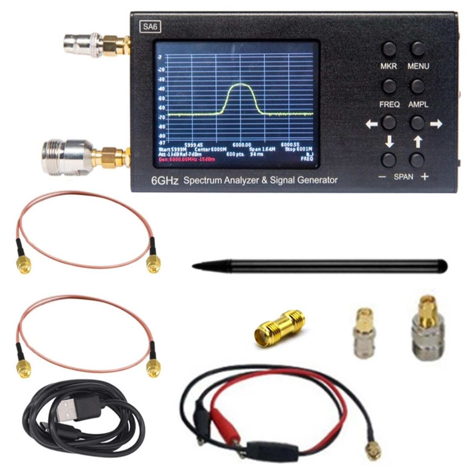 Network Analyzer, SA6 Portable 6GHz Spectrum Analyzer & Signal Genertor to, 2G, 3G, 4G, LTE, CDMA, DCS, GSM, GPRS,GLONASS