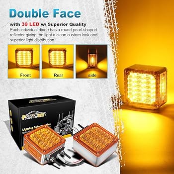 Amazon.com: Partsam LED Pedestal Lights Amber/Amber Double