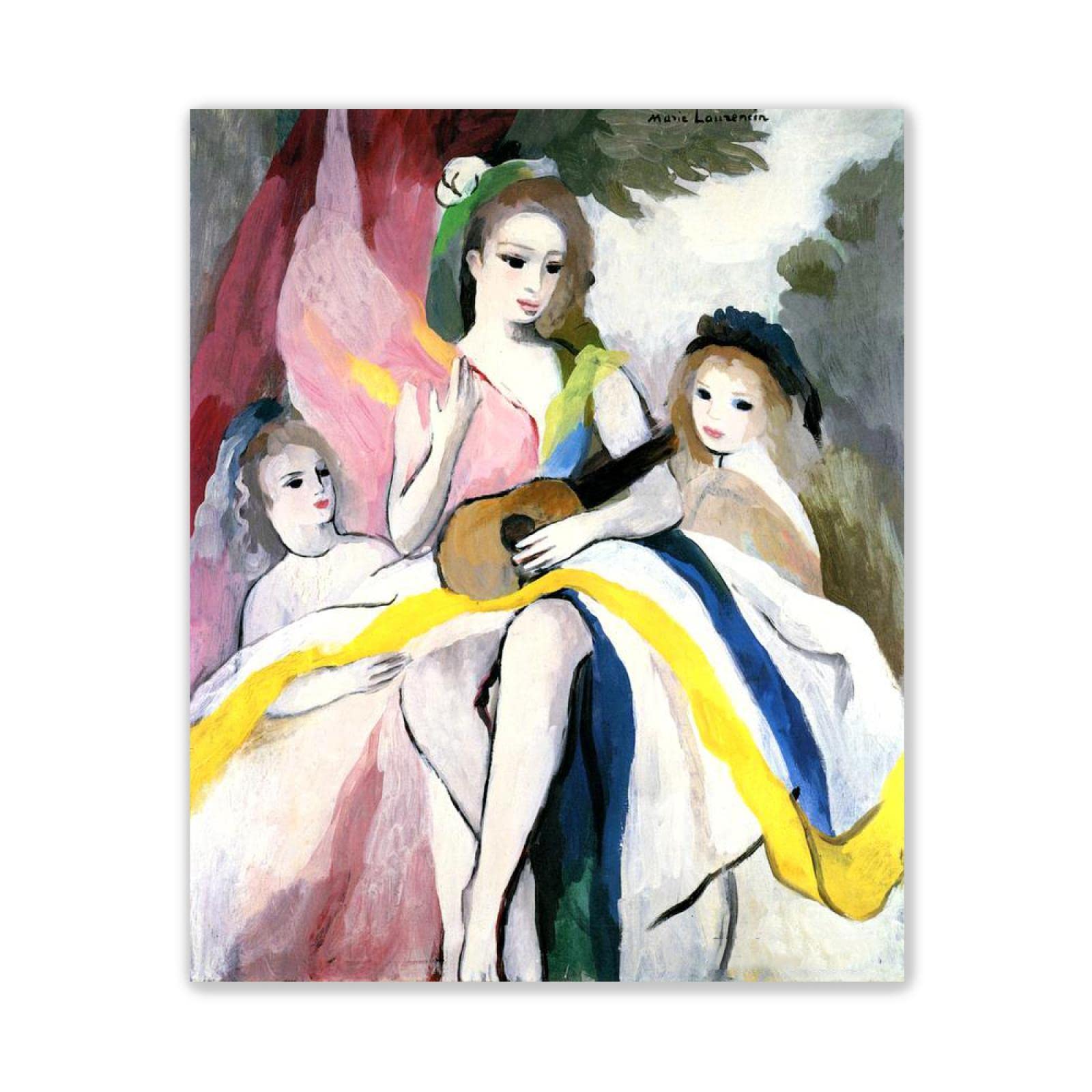Marie Laurencin Bilder Leinwand| XXL-Abstrakte Wandkunst Frau Bild Leinwand Gemälde|Wandbild Poster Kunstdruck Als Leinwandbild|Wand-BilderDas Konzert' 80x95cm(31x37in)Rahmenlos