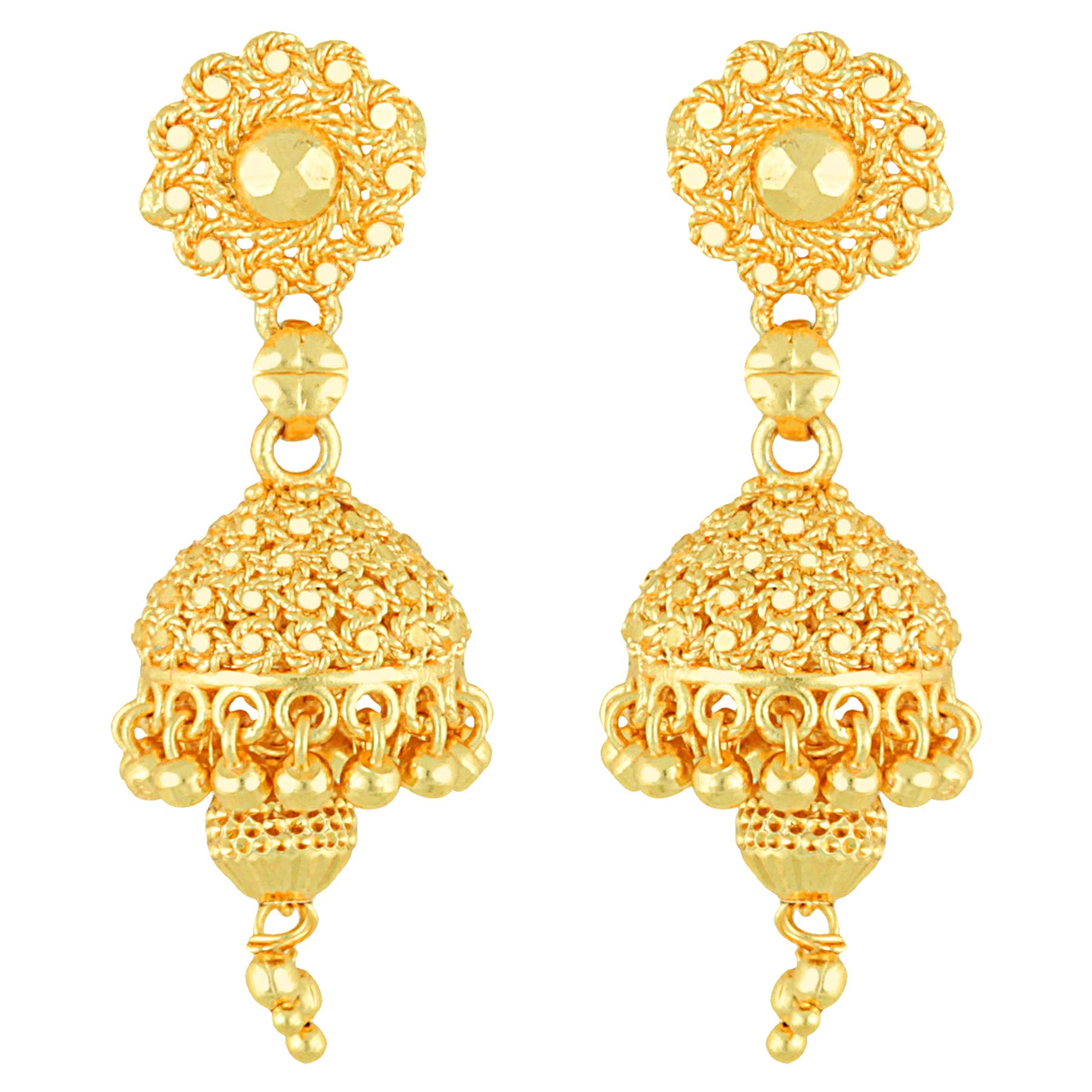 MEENAZ Traditional Temple Jewellery 18k One Gram Gold Ethnic Copper Brass Stylish South Indian Meenakari Screw Back Studs Jhumkas Jhumka Earrings Set For Women girls Latest -GOLD JHUMKI-M120